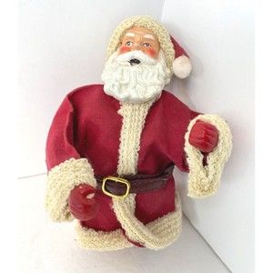 Vintage Santa Clause Red Paper Mache Green  ( Use To Sit On A Wood Train)